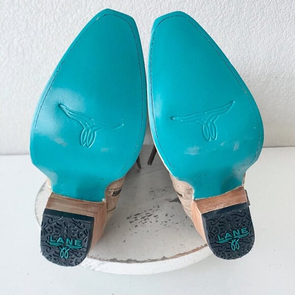 Lane Gallatin Womens Cowboy Boots 6.5 Latte Suede Cowgirl Western Mid Calf Tall - Picture 8 of 11